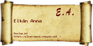Elkán Anna névjegykártya
